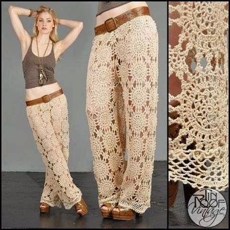 Crocheted Pants, Crochet Bottoms, Crochet Pants, Crochet Skirts, Stil Boho, Diy Vetement, Crochet Shorts, Crochet Woman, Summer Pants