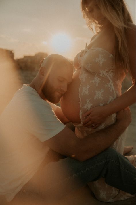 Beach Maternity Photos Florida Maternity Shoot, Sunrise Maternity Pictures Beach, Vow Renewal Pictures, Maternity Photos Beach, Boho Maternity Photos, Pregnant Photoshoot, Maternity Photography Poses Outdoors, Maternity Beach, Announcement Photoshoot