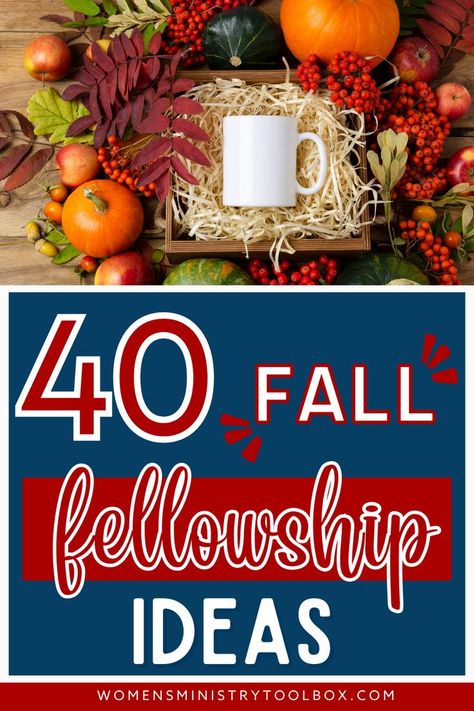 Fall is almost here! Anyone else excited?! Whether or not you can’t wait for those leave to start changing, fall offers some unique fellowship opportunities for your women. Read this post to find my favorite 40 Fall Fellowship Ideas for your Women's Ministry! From blessing others, food, crafts, and more! Fall Fellowship Ideas, Womens Ministry Fall Craft Ideas, Women’s Ministry Crafts, Fall Ice Breaker Games, October Womens Ministry Ideas, Ideas For Ladies Fellowship, November Womens Ministry, Fall Ladies Retreat Ideas, Fall Ladies Meeting Ideas