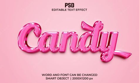 3d Text Design Ideas, Behance Banner Image, Candy Graphic Design, Ups Logo, Candy Text, Heart Text, Candy Logo, Embossed Business Cards, Text Edit