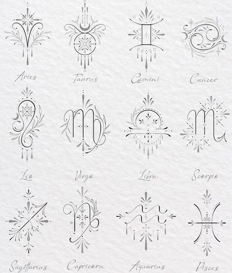 Minimalist Zodiac Tattoo, Birth Sign Tattoos, Astro Tattoo, Zodiac Signs Tattoos, Astrology Tattoo, Horoscope Tattoos, Libra Tattoo, Aquarius Tattoo, Aries Tattoo