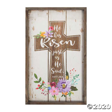 Easter Wooden Signs, Risen Just As He Said, The Book Of Matthew, He Is Risen Sign, Easter Cricut, Social Artworking, Cross Sign, Egg Coloring, Easter Drawings