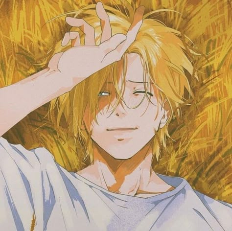 Ash Lynx Fanart, Ash Lynx Icon, Banana Fish Ash, Ash Lynx, Fish Icon, Banana Art, Fish Wallpaper, Banana Fish, Yellow Aesthetic