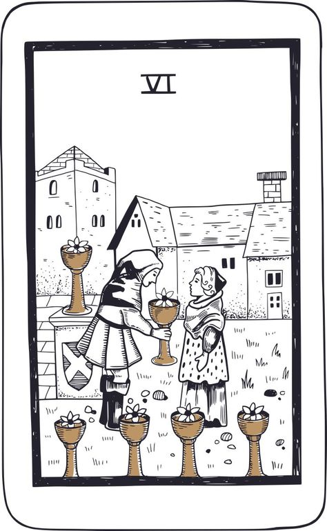 The Six of Cups in Tarot is a card that represents nostalgia, childhood memories, and a return to the past. This card is associated with the element of Water and the astrological sign of Scorpio, both of which represent emotions, intuition, and the journey through the unknown. Cups In Tarot, Six Of Cups, Element Of Water, Nostalgia Childhood, Moon Magick, Tarot Cards Art, Minor Arcana, Tarot Art, Astrological Sign