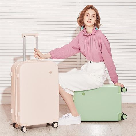 SZYAWssxl Hard Case Luggage Women's Suitcase Suitcase Travel Trolley Case Rotating Wheel Rolling Luggage Green Wishlist, Hard Case Luggage, Suitcase Travel, Luggage Trolley, Laptop Shoulder Bag, Luggage Sizes, Trolley Bags, Rattan Bag, American Tourister