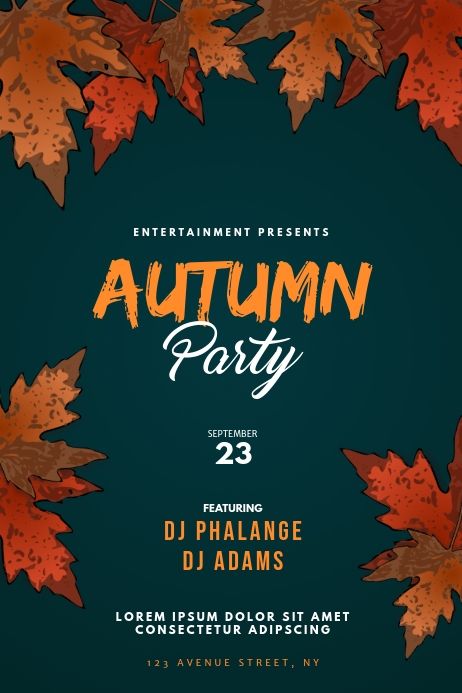 Autumn Fall Party Flyer Template | PosterMyWall Event Poster Template, Invert Colors, Online Poster, Party Flyer Template, Party Flyers, Festival Flyer, Party Template, Fall Banner, Promotional Flyers