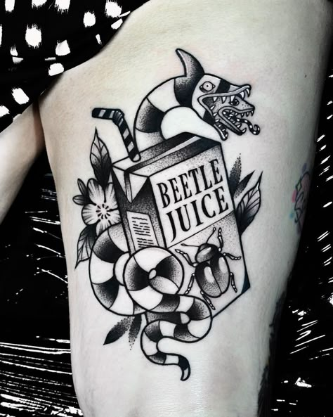 This is such a cool blackwork Beetlejuice sandworm by Meg Ferry!  Created with #magnumtattoosupplies ❤️  #tattoo #tattooartist #tattoos #tattooart #blackwork #blackworktattoo #beetlejuice #beetlejuicebeetlejuice #beetlejuice2 #timburtontattoo #beetlejuicetattoo #sandwormtattoo Beetlejuice Tattoo Design, Beetle Juice Sandworm Tattoo, Beatle Juice Tattoo Ideas, Beetlejuice Tattoo Traditional, Traditional Beetlejuice Tattoo, Sand Worm Beetlejuice Tattoo, Spooky Tattoo Designs, Sandworm Beetlejuice Drawing, Tattoo Ideas Beetlejuice