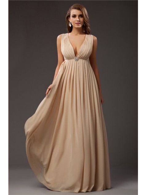 A-Line/Princess V-neck Sleeveless Beading Long Chiffon Dresses Long Chiffon Dresses, Evening Dresses Uk, Plus Size Prom, Chiffon Dresses, Prom Dresses Sleeveless, Chiffon Evening Dresses, Chiffon Dress Long, Popular Dresses, Empire Waist Dress