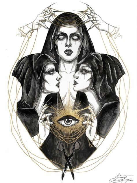 Nordic Artwork, Fate Tattoo, The Norns, Norse Mythology Tattoo, Hecate Goddess, Tarot Card Tattoo, Witch Tattoo, Goddess Tattoo, Norse Tattoo