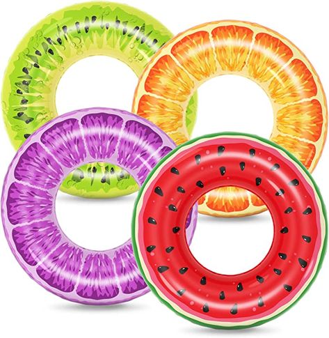 Jasonwell Inflatable Pool Floats Kids - 4 Pack Floaties Pool Tubes Swim Rings Fruit Water Floaty Watermelon Kiwi Orange Grape Inflatable Pool Toys Float for Swimming Pool Party Lake Beach Kids Adults Pool Algae, Pool Floats For Kids, Inflatable Pool Toys, Pool Tube, Swimming Pool Party, Green Pool, Pool Floaties, Swimming Pool Floats, Party Swimming Pool