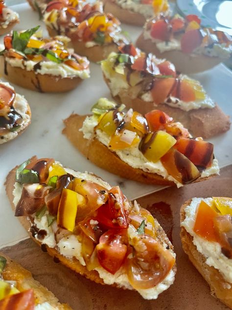 Bruschetta Recipe Cream Cheese, Tomato Crostini With Whipped Feta Ina Garten, Ina Garten Whipped Feta Crostini, Make Ahead Bruschetta, Whipped Feta Crostini Appetizers, Ina Garten Bruschetta Recipe, Whipped Feta Bruschetta, Hors D’oeuvres Recipes, Whipped Feta Bruschetta Dip