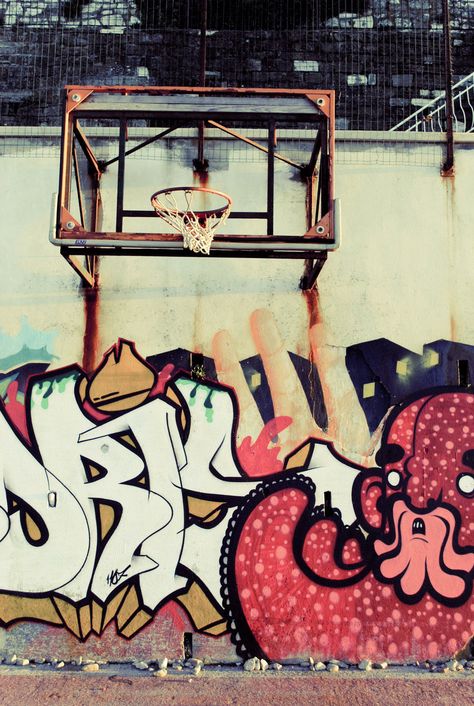 The old basketball court #graffiti #mural #street #art Nc State Basketball, Basketball Bedroom, Street Basketball, Uk Basketball, Basketball Systems, Best Basketball Shoes, Basketball Photography, Basketball Wallpaper, Basketball Art