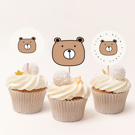 Boys First Birthday Party Ideas, Bear Cake Topper, 1st Birthday Themes, 1st Birthday Cake, Cupcake Wrappers, Bear Cakes, Boy First Birthday, Cupcake Party, First Birthday Party