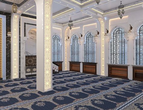 Interior Mosque Design, Mihrab Design Islamic Architecture, Masjid Interior Design Modern, Interior Mosque, Masjid Interior, Masjid Design, Islamic Centre, Mosque Interior, Mosque Design Islamic Architecture