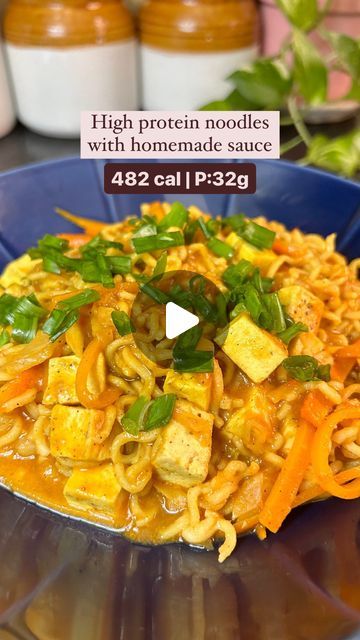 Aasra | Conscious cooking for the Indian palate 👩🏽‍🍳 on Instagram: "Get 32 grams of protein from this hearty, comforting and soul soothing bowl of high protein noodles

Nutritional value (approx): 482 cal/serving
C: 67g | P: 32g | F: 13g

Note: Once you learn about nutrition and food and focus more on a balanced diet, you don’t demonize one single ingredient or food item. Your main focus should be to add more veggies in all your meals, either in the form of a cooked sabzi or salad (if you don’t have enough time). Eat at least 0.8g/kg to 1g/kg body weight protein spread across 3-4 meals and include carbs that you like without fussing too much about choosing between rice, roti or millets. 

Ingredients (serves 2)

🌸2 servings of instant noodles (I am using Wicked Gud zero maida noodles; Plant Based Protein Recipes, Soupy Noodles, Protein Noodles, Vegetarian Protein Recipes, Recipes Tofu, Recipes Low Calorie, Veg Protein, Recipes High Protein, Vegeterian Recipes