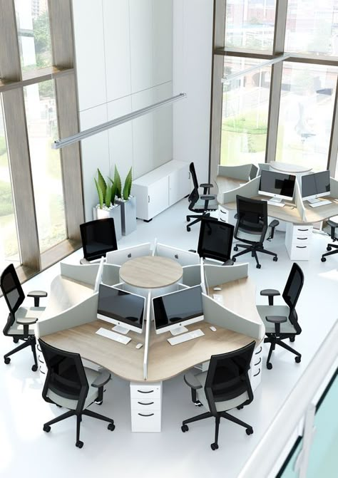 Company Decor Office, Staff Desk Design, Call Centre Office Design, Modern Office Workstations Design, Office Workstations Design, Modern Workstation Design, Cool Office Space Business, Workstations Office Design, Modern Office Design Business