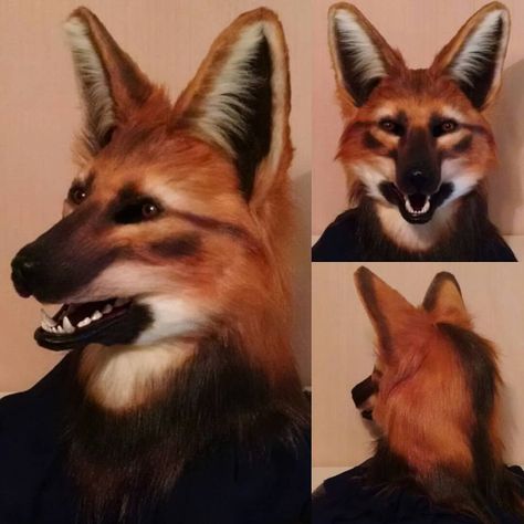 Maned Wolf Mask 12/2015 by netherdenstudio Maned Wolf Fursuit, Maned Wolf Therian Mask, Maned Wolf Therian, Wolf Therian Mask, Wolf Fursuit, Japanese Raccoon Dog, Therian Gear, Wolf Therian, Mask Inspiration