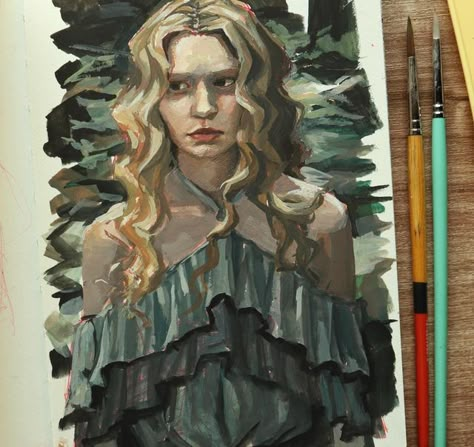 Himi Jelly Gouache Painting, Himi Jelly Gouache, Gouache Painting People, Gouache Hair, Gouache People, Jelly Gouache Painting, Himi Gouache Painting, Gauche Painting Ideas, Himi Gouache Art