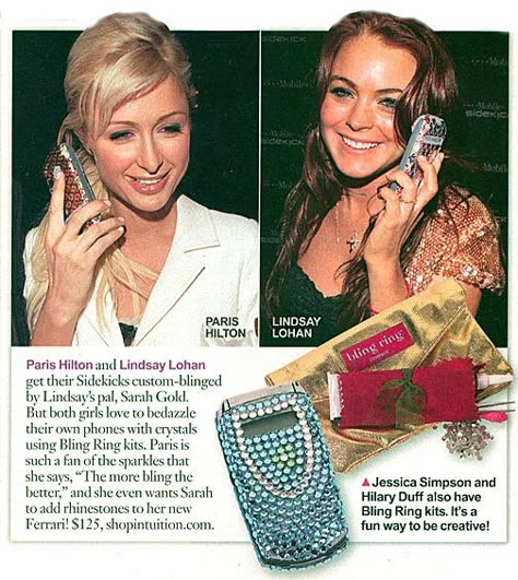 lindsay lohan , paris hilton magazine Early 2000's Aesthetic, 2000's Aesthetic, Paris Hilton 2000s, Nicole Murphy, 00s Fashion, Baby Pink Aesthetic, Retro Phone, Flip Phones, Lindsay Lohan