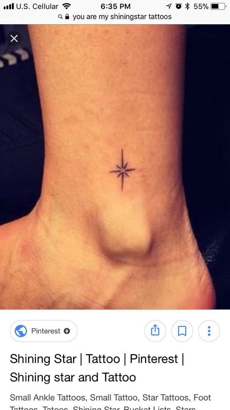 Mother-daughter tattoo with Bailey. Shining star. Star Tattoo Leg, Sister Star Tattoos, North Star Ankle Tattoo, Shining Star Tattoo, Mother Daughter Star Tattoos, Ankle Star Tattoos For Women, Fairy Star Tattoo, Ster Tattoo, Tattoo Mother Daughter