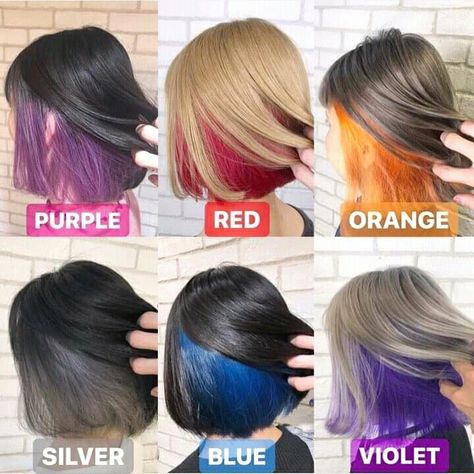 Half And Half Hair Color Underneath, Undercolor Hair, Under Hair Dye, Under Hair Color, Hair Dyed Underneath, Hidden Hair Color, Peekaboo Hair Colors, Korean Hair Color, Hair Color Underneath