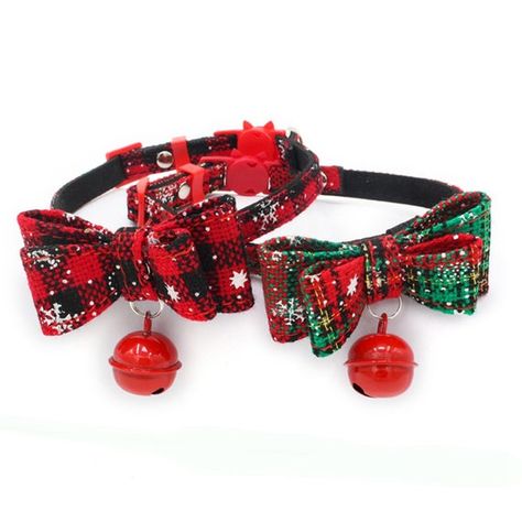 Cat Necessities, Pet Christmas Gifts, Diy Dog Gifts, Christmas Pet Collar, Bandana Ideas, Cat Bowtie, Christmas Cat Collar, Doggie Door, Christmas Collar