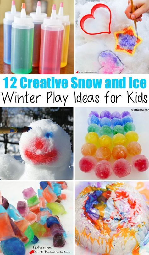 12 Creative Snow and Ice Winter Play Ideas for Kids | A Little Pinch of Perfect Play Ideas For Kids, Snow Crafts, Winter Play, Snow Activities, Winter Activities For Kids, Winter Outdoor Activities, Snow Much Fun, Snow Fun, Winter Preschool