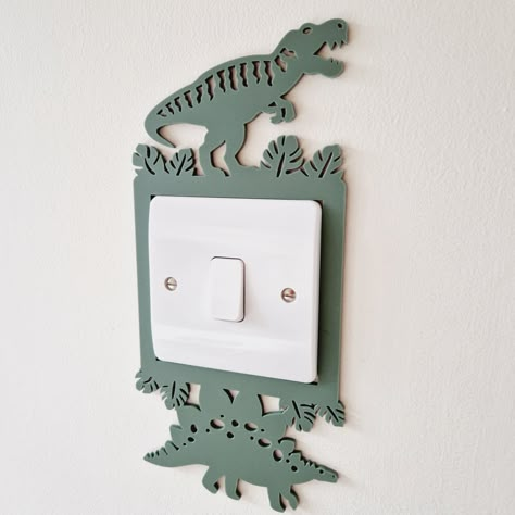 Dinosaur Light Switch Surround, Dino Play Room Decor, T-rex Theme Bedroom Light Decoration, Stegosaurus Baby Room, Jurassic Style Wall Art - Etsy UK Baby Boy Nursery Dinosaur, Dinosaur Room Ideas, Dinosaur Bedroom Ideas, Dinosaur Things, Dinosaur Theme Room, Dinosaur Themed Bedroom, Dinosaur Themed Nursery, Whimsical Nursery Decor, Dinosaur Kids Room