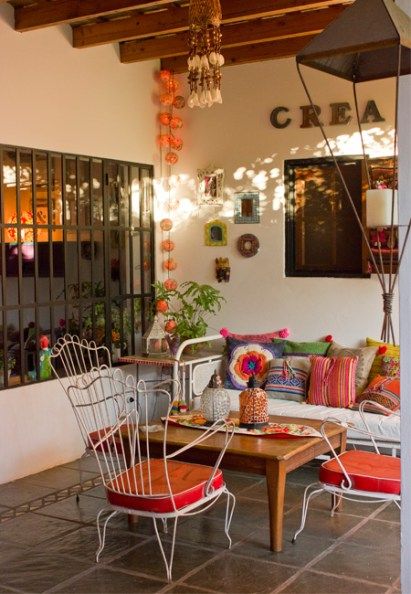 Estilo Kitsch, Mexican Home, Deco Boheme, Mexican Decor, Interior Deco, Decorating Blogs, Outdoor Rooms, Bohemian Decor, My Dream Home