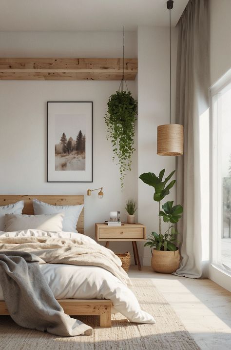 Black White Oak Bedroom, Scandinavian Master Room, Clean Cozy Apartment Aesthetic, Scandi Bedroom Ideas Scandinavian Design, Guest Bedroom Ideas Simple, Simple Bedroom Aesthetic, Scandinavian Bedroom Nordic, Scandanavian Interiors Bedroom, Cozy Scandinavian Bedroom