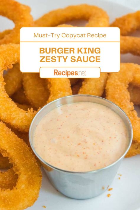 Enjoy the irresistible flavor of homemade Burger King Zesty Sauce Recipe with our easy restaurant copycat recipe! Elevate your fast food experience with this tangy and creamy condiment that perfectly complements burgers, fries, and more. Discover one of the best copycat recipes out there and satisfy your cravings like never before. Visit Recipes.net for the full recipe. Burger King Zesty Sauce, Best Copycat Recipes, Restaurant Appetizers, Homemade Burger, Restaurant Copycat, Zesty Sauce, Homemade Sauce Recipes, Food Experience, Condiment Recipes