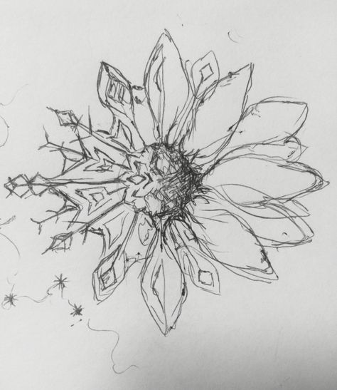 Daisy to snowflake, love this idea as a tattoo Floral Snowflake Tattoo, Cold Weather Tattoo, Half Sun Half Snowflake Tattoo, Snowflake Tattoo Shoulder, Half Snowflake Tattoo, Summer Winter Tattoo, Sun Snowflake Tattoo, Snowflake And Flower Tattoo, Snowflake Flower Tattoo