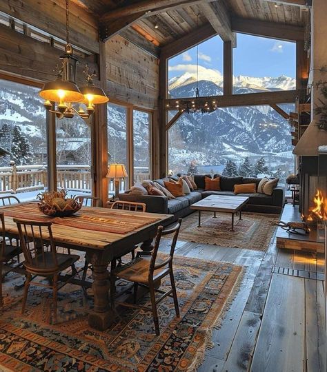 Mountain House Interior, Alaskan Homes, Mountain Dream Homes, Log Cabin Interior, Modern Rustic Homes, Smart Home Design, Cabin Interiors, Rustic Home Design, Home Building Design