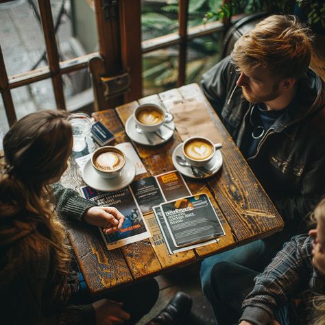 "Cafe Gathering Moment: Group of young #friends engaged in #conversation over #coffee at a cozy #cafe table in #winter. #cozyvibes #socializing #youngadults #cafeculture #aiart #aiphoto #stockcake ⬇️ Download and 📝 Prompt 👉 https://stockcake.com/i/cafe-gathering-moment_947693_1135063" Cafe Conversation, People Having Coffee, Friends Cafe, Rustic Wooden Table, Cafe Table, Winter Table, Cozy Cafe, Friends Gathering, Friends Laughing