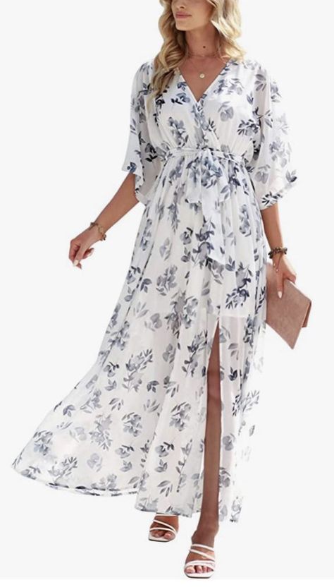 Affiliate link Loose Kimono, Printed Beach Dresses, Kimono Maxi Dress, Airy Dress, Floral Print Dress Long, Loose Maxi Dress, Dress Wrap, Shower Dresses, Nursing Friendly