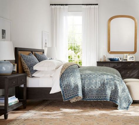 Quilts, Coverlets & Bedspreads | Pottery Barn Bed Wooden, Wooden Beds, Pick Stitch, Relaxing Bedroom, Floral Duvet Cover, Lodge Decor, Florida House, Bath Ideas, Quilted Sham