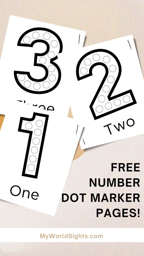 Number 3 Dot Worksheet, Number 2 Dot Sheet, Number 1 Dot Painting, Preschool Numbers Theme, Dot The Number Free Printables, Free Number Recognition Printables, Numeral Recognition Preschool, Free Counting Printables, Letter Dot Marker Printables Free