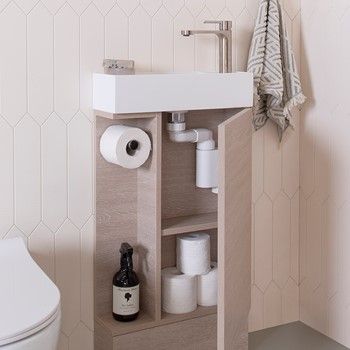 Bathroom Finds, Coastal Oak, Oak Vanity, Toilet Room Decor, Wc Design, Small Toilet Room, Architectural Designer, Designer Bathroom, Small Toilet