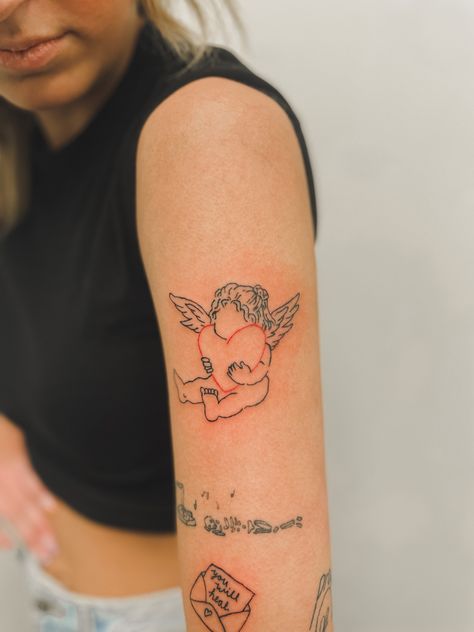 Fine Line Tattoo inspo by @lacunatattooco Fine Line Sticker Tattoo, Unique Fine Line Tattoo, Tattoo Ideas Fine Line, Kitty Tattoos, Shadow People, Hello Kitty Tattoos, Fine Line Tattoo, Line Tattoo, Card Tattoo