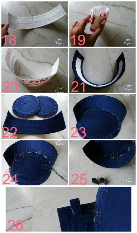 Pola Topi, Make A Hat, Sewing Hats, Denim Crafts Diy, Hat Patterns To Sew, Diy Bags Purses, Diy Hat, Denim Crafts, Round Bag