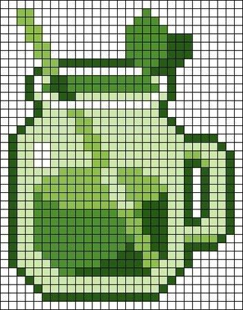 Pixel Art Pictures, Mint Juice, Kiwi Smoothie, Easy Pixel Art, Pixel Art Templates, Pixel Drawing, Pixel Crochet, Pixel Art Grid, Pix Art