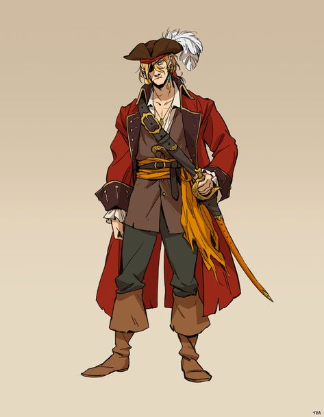 Pirate Hat Drawing, Pirate Character Design, Pirate Character, Drawing Hats, Rogue Character, Sea Pirates, Golden Age Of Piracy, Pirate Outfit