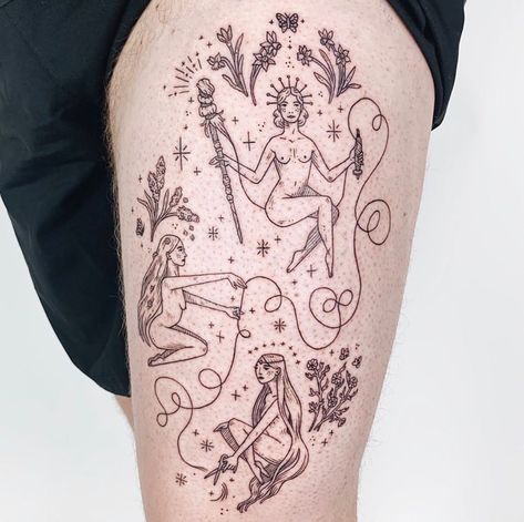 The Fates Mythology Art, The 3 Fates Tattoo, Thread Of Life Tattoo, Greek Fates Tattoo, Three Witches Tattoo, The Three Fates Tattoo, Fates Tattoo Greek Mythology, Three Fates Tattoo Greek Mythology, 3 Fates Tattoo