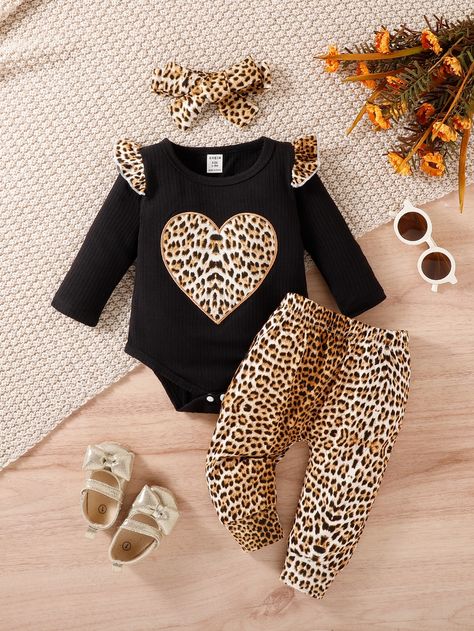 Heart Leopard Print, Heart Leopard, Baby Leopard, Leopard Print Baby, Animal Print Fashion, Spring Baby, Newborn Dresses, Toddler Girl Outfits