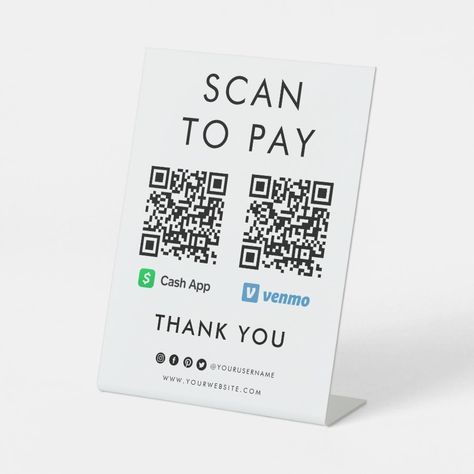 Thank you Cash App Venmo Scan to Pay QR Code White Pedestal Sign Zazzle Venmo Scan Code Sign, Scan Code, Scan To Pay, White Pedestal, Cash App, Create Sign, Qr Code, Sign Poster, Thank You