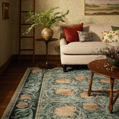 Introducing washable Morris & Co.... - William Morris & Co | Facebook Morris And Co, Spring Rugs, Block Printed Textiles, Home Library Design, Eclectic Living Room, Bird Motif, Vine Design, Carpet Design, Ivory Rug