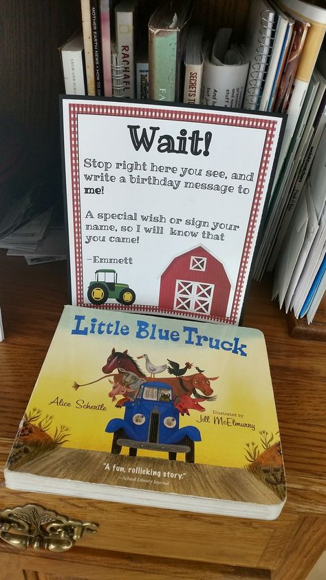 1st Birthday Party Guestbook- Farm Barnyard Birthday- Little Blue Truck Truck 1st Birthday Party, Turnip Green Soup, Birthday Dogs, Little Blue Truck, Rodeo Birthday Parties, Tractor Birthday Party, Barnyard Birthday Party, Farm Theme Birthday, Farm Animals Birthday Party