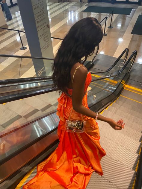 Orange Prom Dress Black, Orange Prom Dresses Black Women, Light Orange Prom Dress, Orange Ball Dresses, Orange Prom Dress, Prom Planning, Orange Mermaid, Orange Prom Dresses, Dream Prom Dress