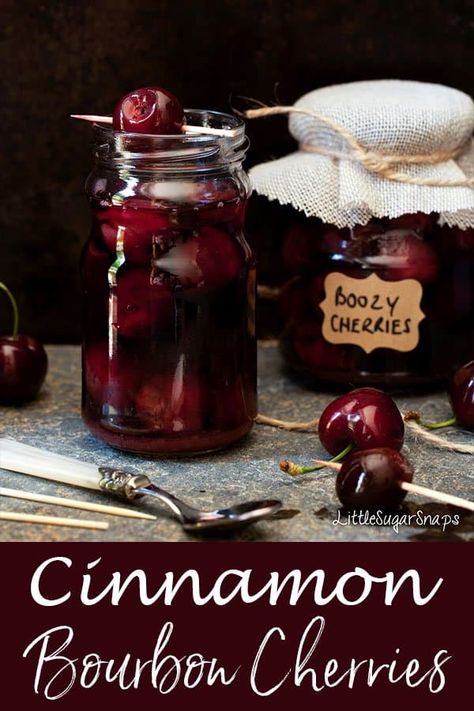 Cinnamon Bourbon Cherries Bourbon Cherries, Drink Bar, Cherry Recipes, Cinnamon Spice, Edible Gifts, Spice Recipes, Fruit Recipes, Pavlova, Food Gifts