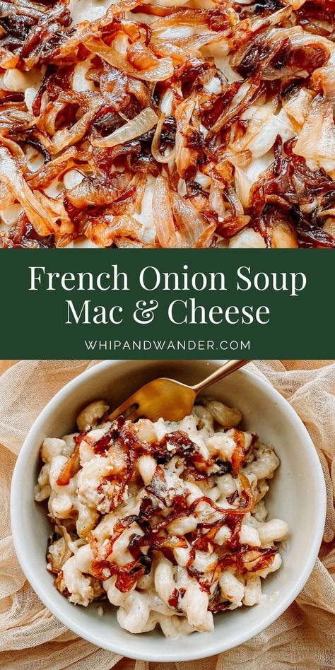 French Onion Soup Mac And Cheese Recipe, Luxury Mac And Cheese, French Onion Macaroni And Cheese, French Onion Soup Mac And Cheese, French Onion Soup Pasta, French Onion Mac And Cheese, Warm Recipes, French Onion Pasta, Food Dinner Recipes